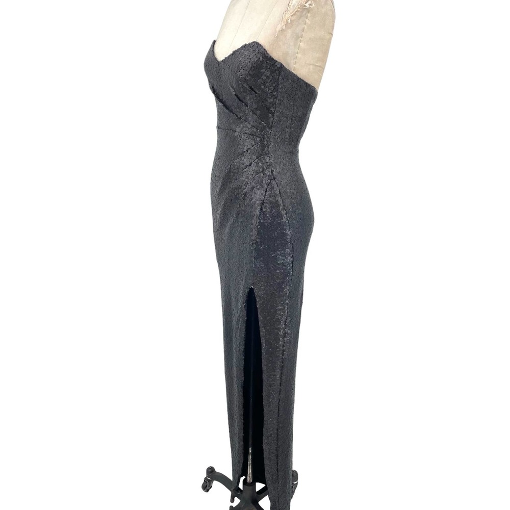 Nookie Black Strapless Sequin Gown with Side Thigh Slit - Picture 5 of 12
